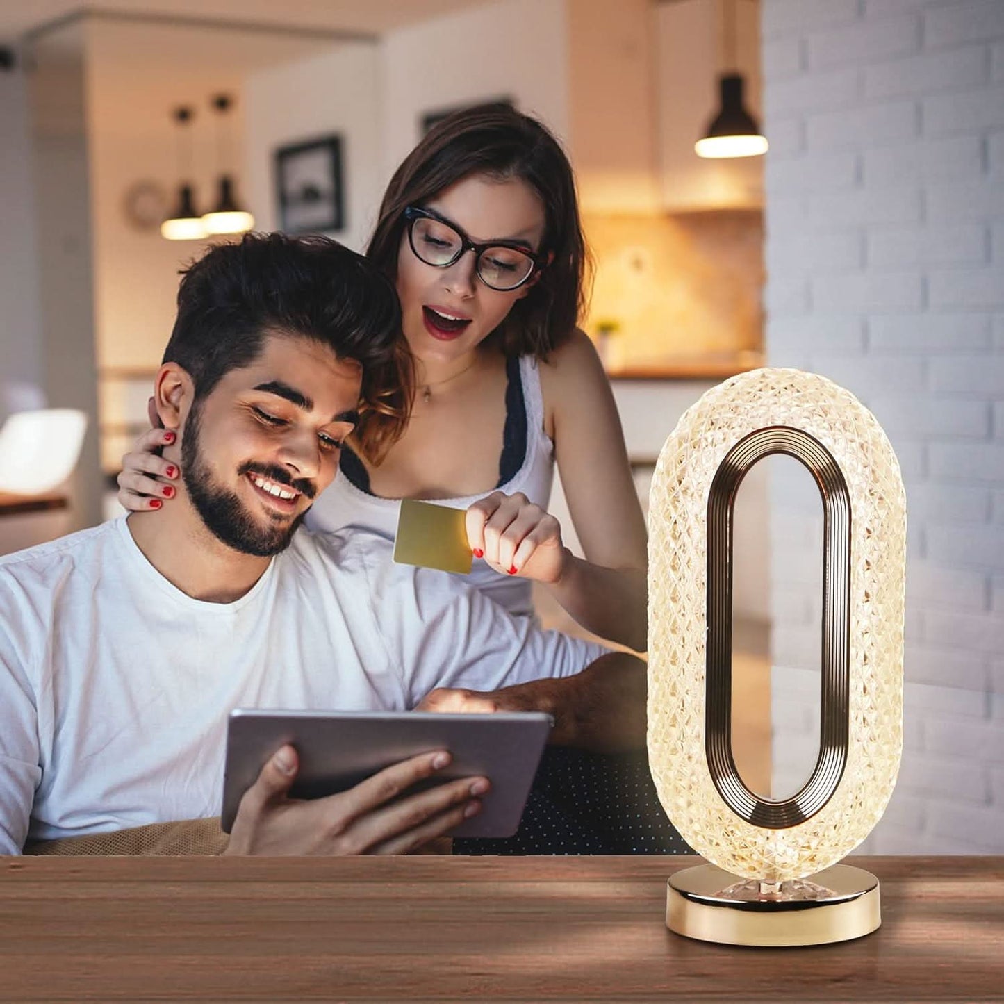 Touch Control Crystal Table Desk Lamp 3-way Dimmable Light Usb Rechargeable Crystal Diamond Table Lamp