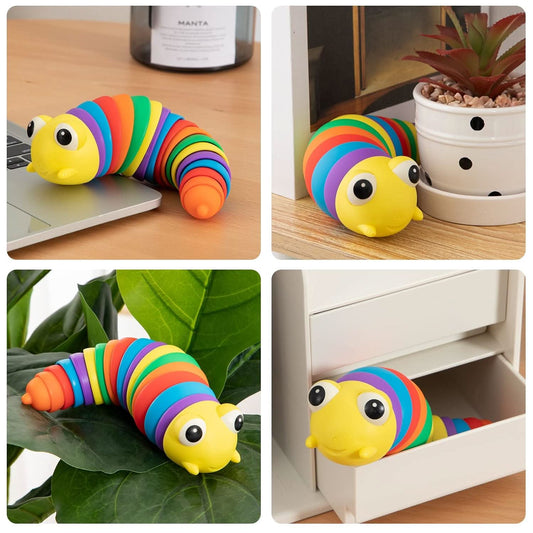 3d Rainbow Color Plastic Slug Fidget Toys (1 Pc)