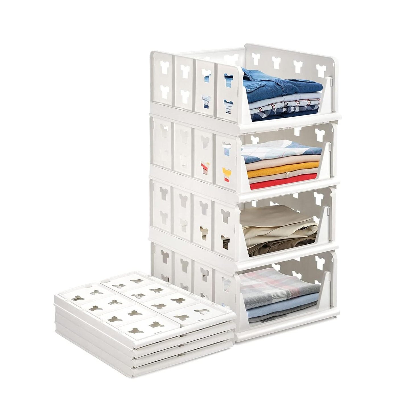 4 Layer Stackable Multifunctional Storage for Clothes Foldable Drawer Shelf Basket (4 Layer 1 Pc)
