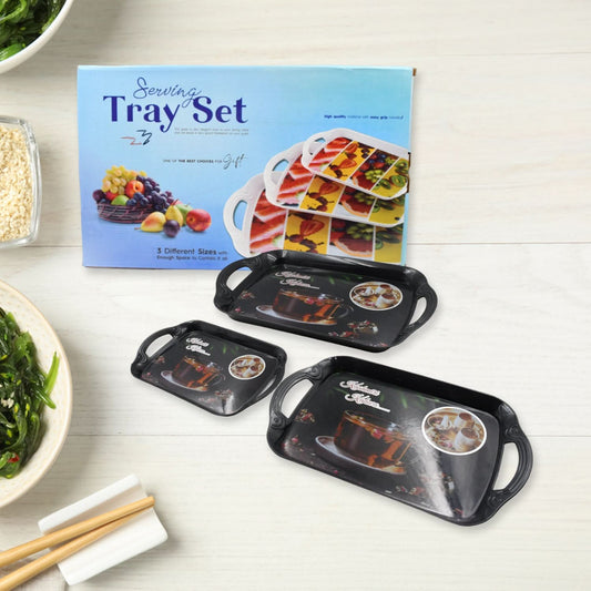 Serving Tray Set Of 3 Melamine Trays For Kitchen Snacks Serving