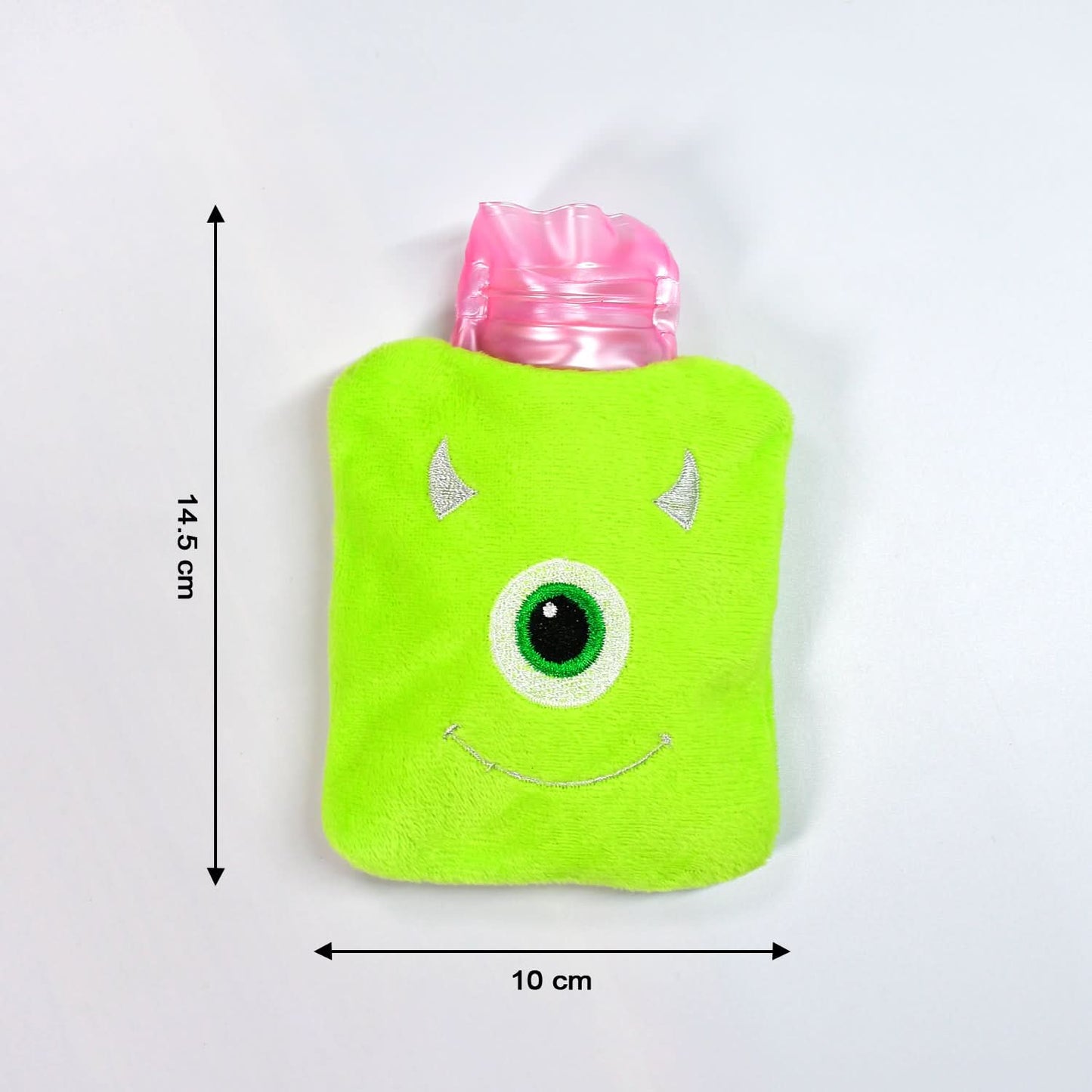 Green One Eye Monster Print Small Hot Water Bag With Cover