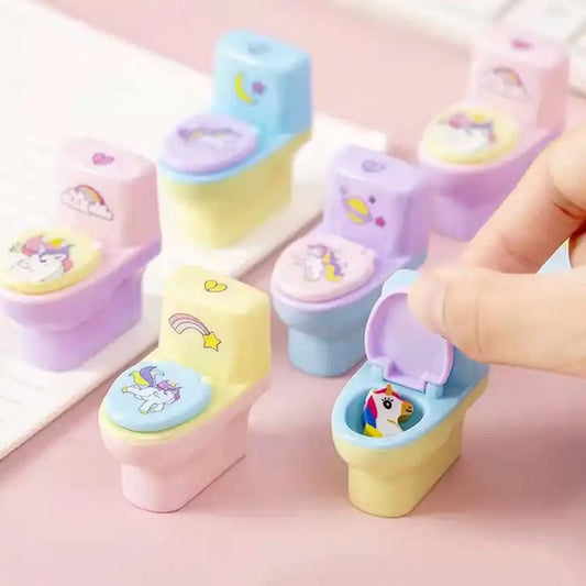 Toilet Pencil Sharpener With Eraser Wheel (2 Pc Set)