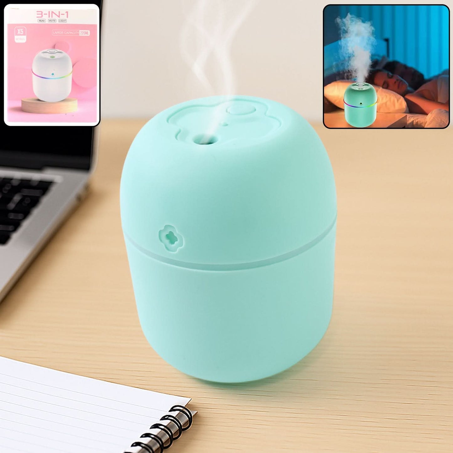 Portable USB Air Humidifier, Essential Oil Diffusers, Cool Mist Humidifiers (250 Ml)