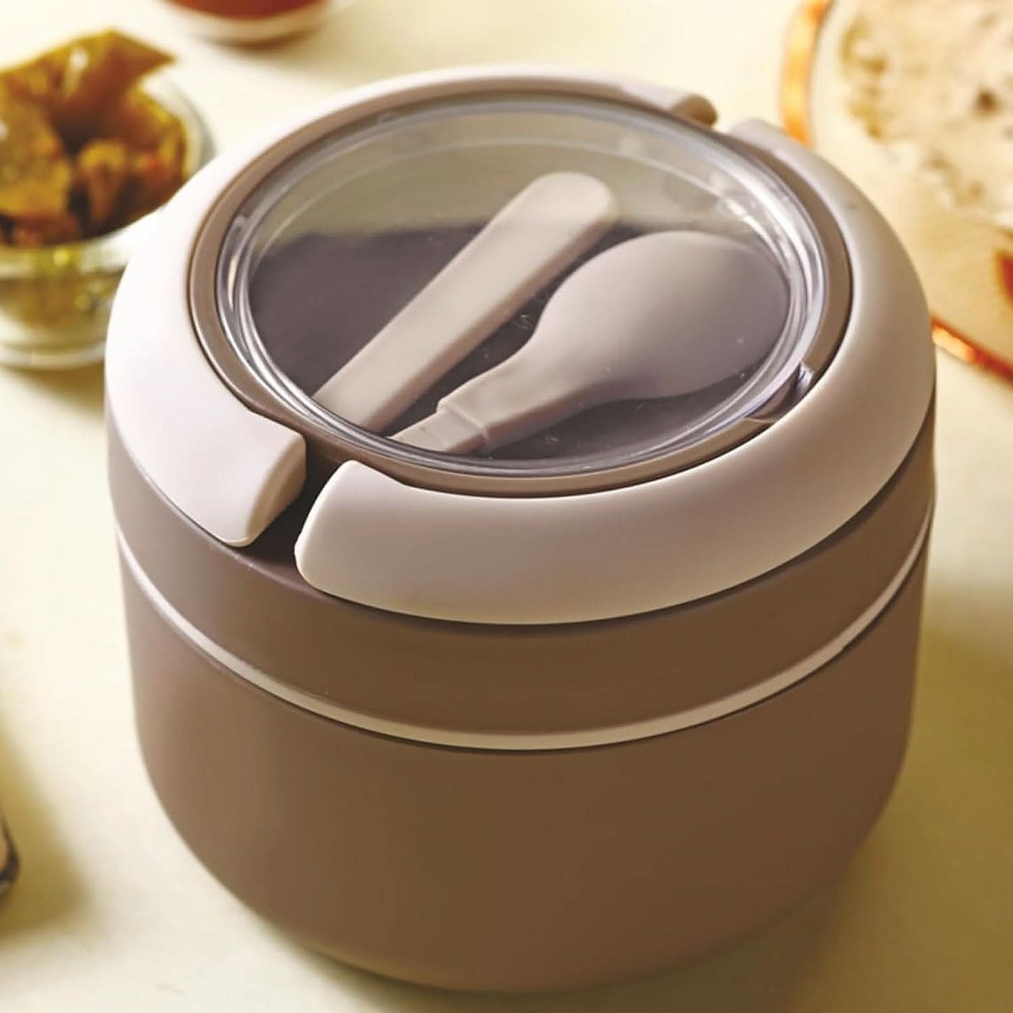 Ganesh Cresta Food Insulated Airtight Leak-proof Lunch Box With Spoon For Office School Picnic (1pc)