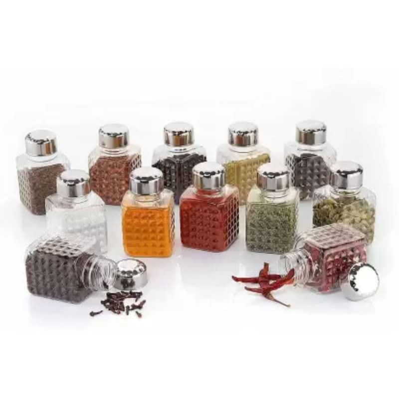 All New Square 24 Bottle Design 360 Degree Revolving Spice Rack Container Condiment Pieces Set Square Small Container