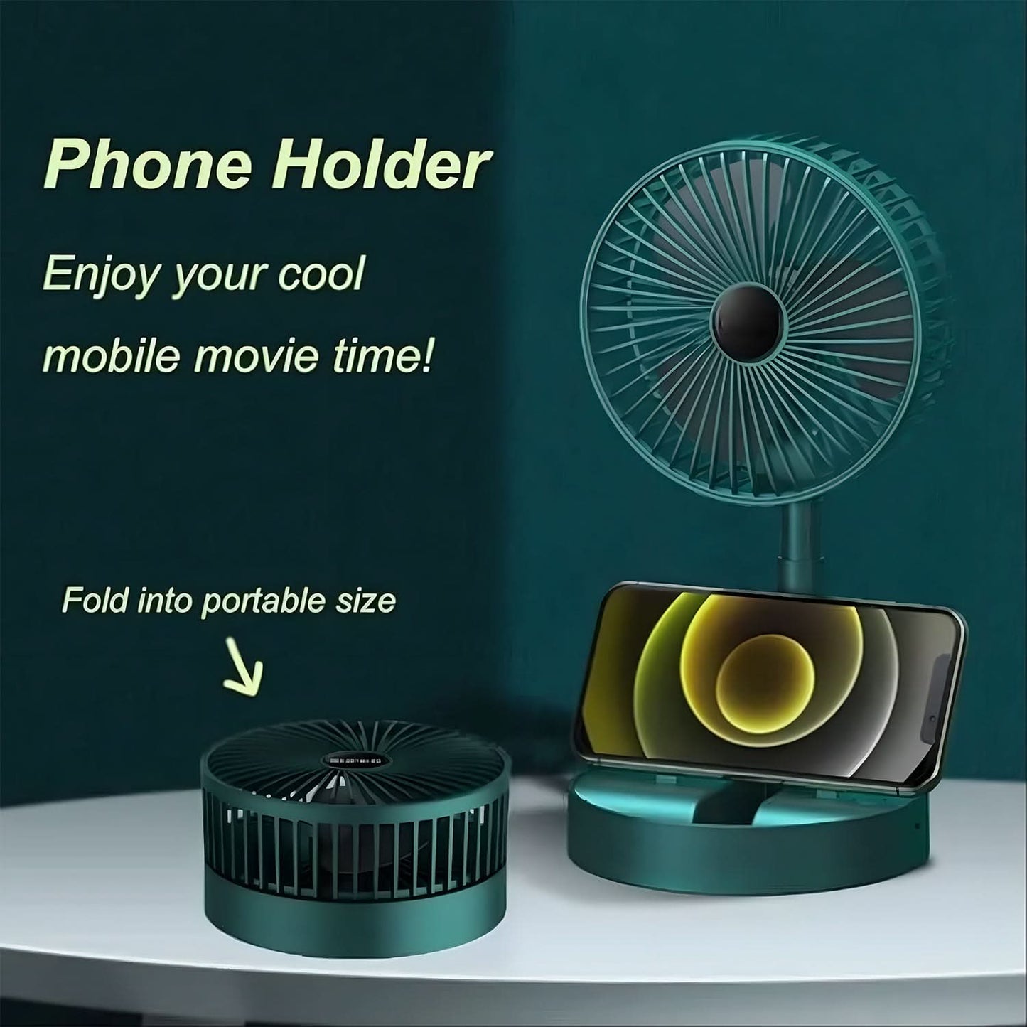 Telescopic Electric Desktop Fan, Adjustable height, Foldable, Portable (Battery not included)