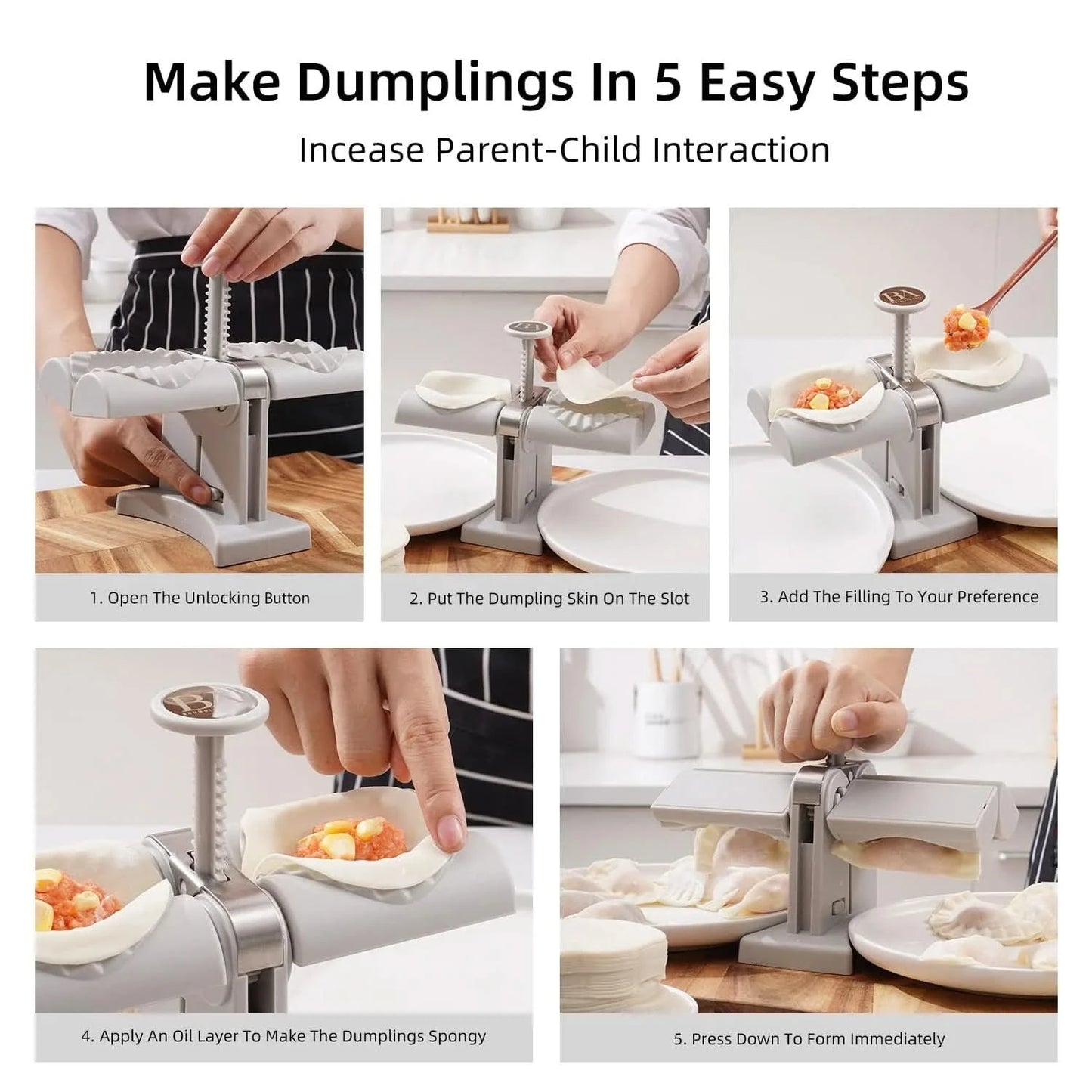 Dumpling Maker Mold Double Head Dumpling Mold, Kitchen Accessories (Brown Box)