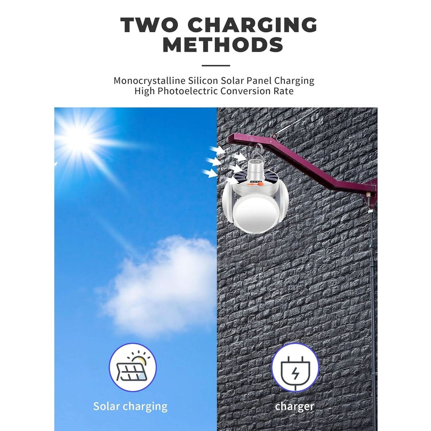 Solar Multi-functional Emergency Led Light Bulb With USB Charging- foldable