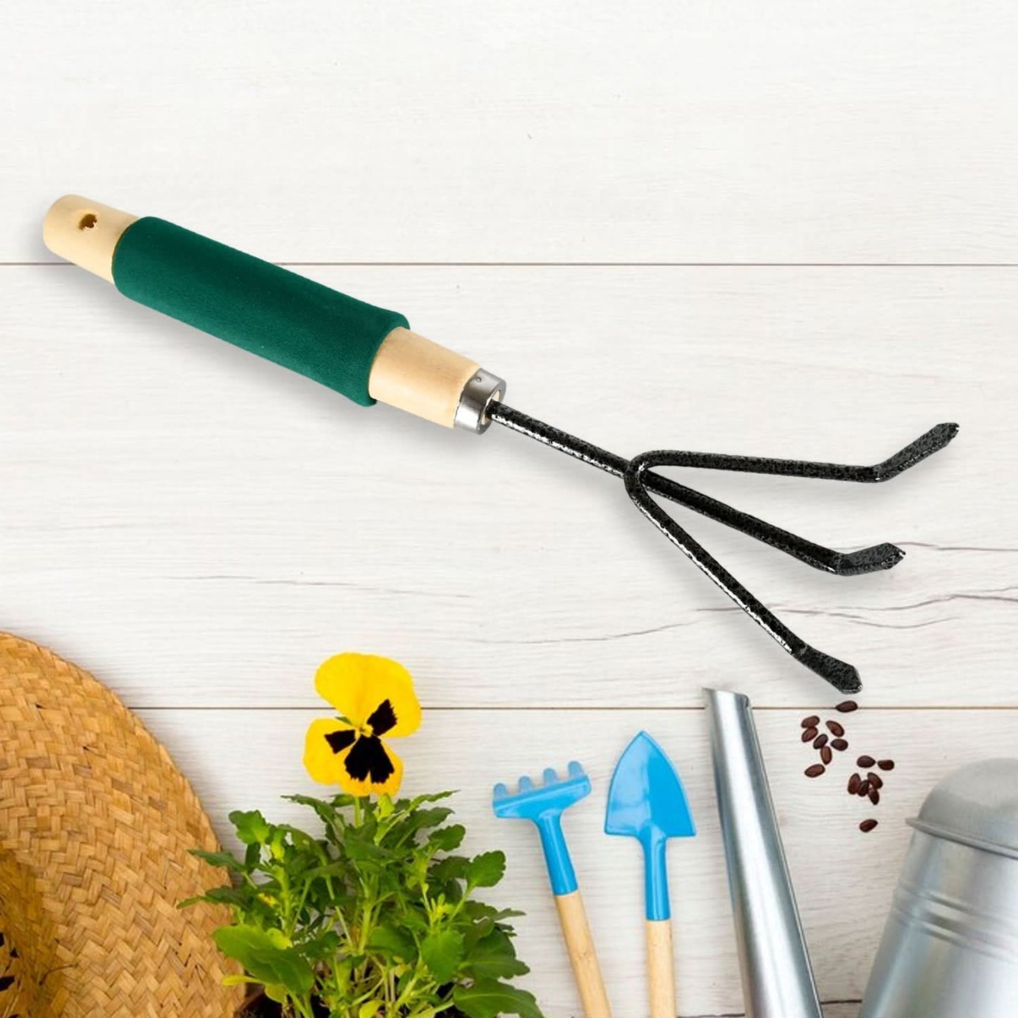 Gardening Tools - Hand Cultivator Wooden Handle (3 Pcs Set)